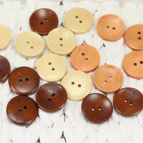 Gludas, ieliektas formas koka pogas (25mm) 3 krāsas