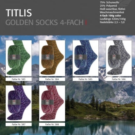 6-kārtīga Titlis Golden Socks 6-fach 150g/420m ProLana